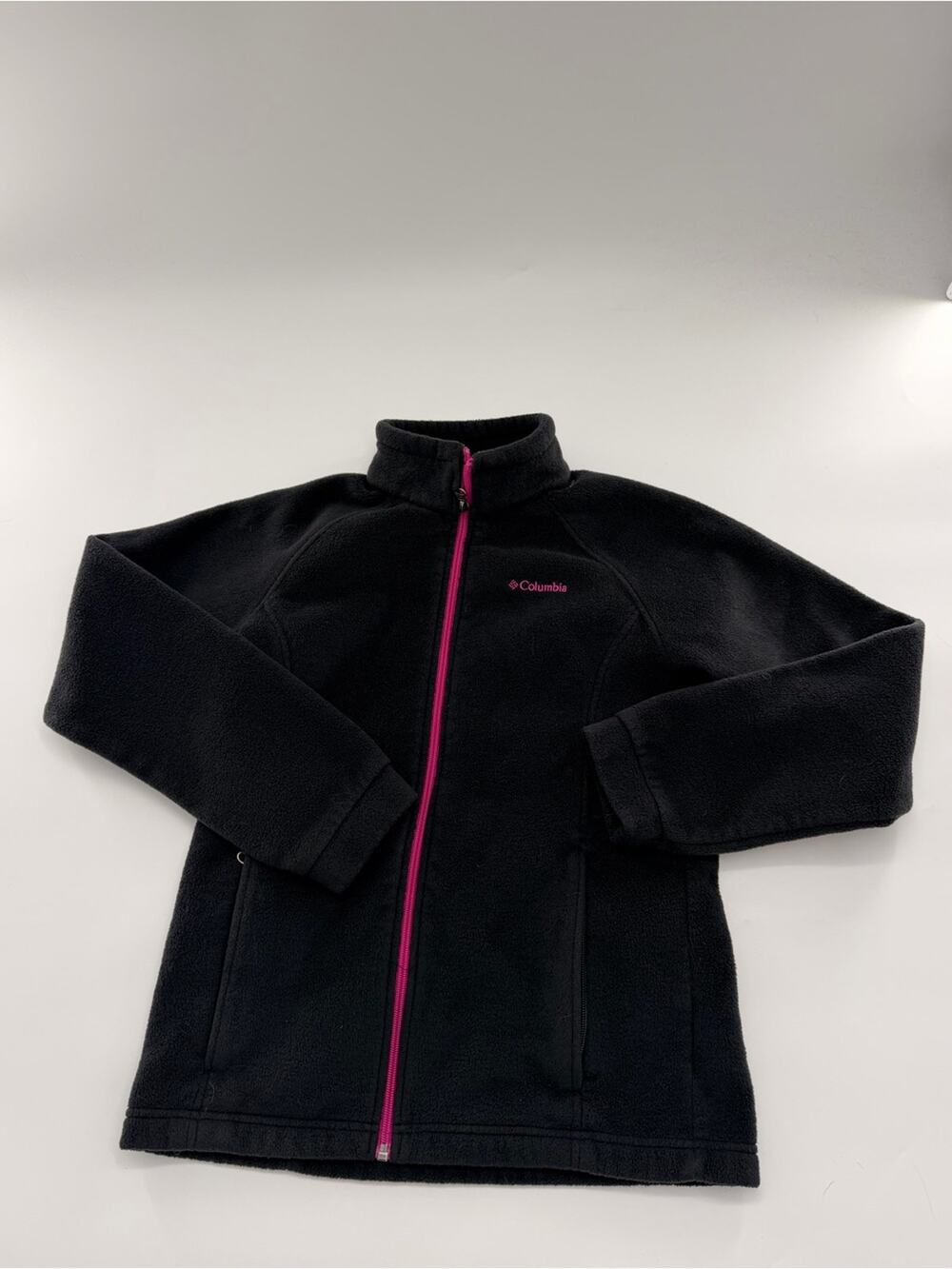 Columbia Girls Black Purple Fleece Jacket Zip Up Girls 14/16 Kids Winter Warm